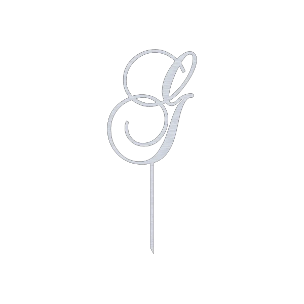 Elegant G monogram letter cake topper in swirling script design. Crafted from high-quality Aluminum with a Natural Aluminum finish. Perfect for adding a personal touch to cakes for weddings, anniversaries, or special occasions. Dimensions: 6.0 inches in width and 14.0 inches in height.